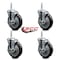 Service Caster 5 Inch Black Polyurethane Wheel Swivel 58 Inch Threaded Stem Caster Set with Brake SCC SCC-TS20S514-PPUB-BLK-TLB-58212-4 - alternate 3
